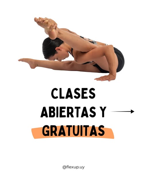 Alumna en contorsión, flyer de clases abiertas — foto real de Instagram @flexup.uy